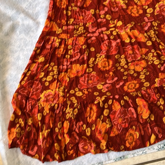 ZESICA Crossover Halter Neck Sleeveless Cut Out Backless Orangerust Floral Maxi - Picture 5 of 9